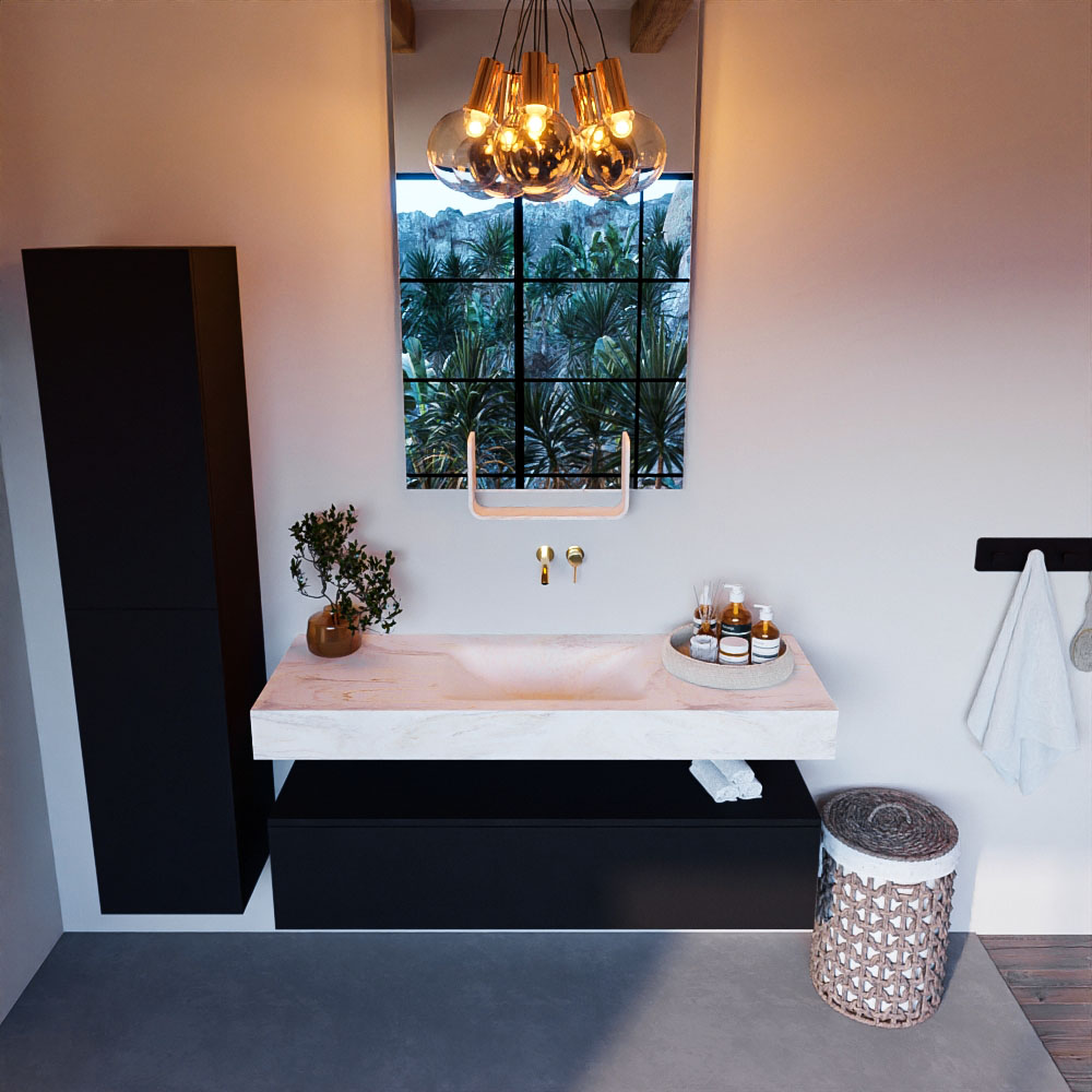 MONDIAZ ALAN-DLUX 130cm mueble de baño Urban 1 cajón. Lavabo CLOUD Centro sin orificios color Ostra. 2 MONDIAZ ALAN-DLUX 130cm mueble de baño Urban 1 cajón. Lavabo CLOUD Centro sin orificios color Ostra. - Imagen 2