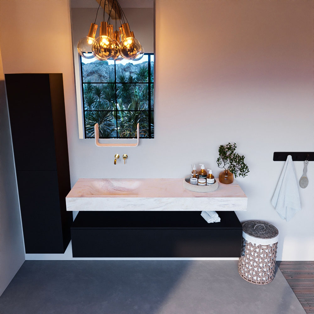 MONDIAZ ALAN-DLUX 150cm mueble de baño Urban 1 cajón. Lavabo CLOUD Izquierda sin orificios color Ostra. 2 MONDIAZ ALAN-DLUX 150cm mueble de baño Urban 1 cajón. Lavabo CLOUD Izquierda sin orificios color Ostra. - Imagen 2