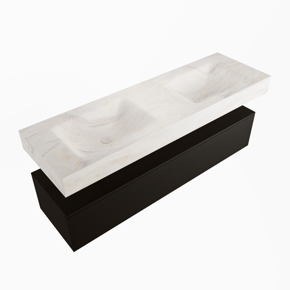 MONDIAZ ALAN-DLUX 150cm mueble de baño Urban 1 cajón. Lavabo CLOUD Doble sin orificios color Ostra. 5 MONDIAZ ALAN-DLUX 150cm mueble de baño Urban 1 cajón. Lavabo CLOUD Doble sin orificios color Ostra. - Imagen 5