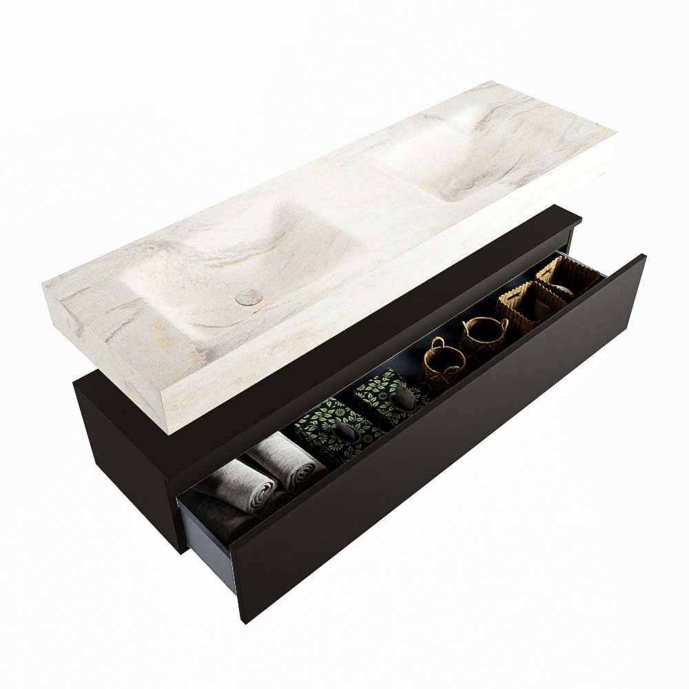 MONDIAZ ALAN-DLUX 150cm mueble de baño Urban 1 cajón. Lavabo CLOUD Doble sin orificios color Ostra. 6 MONDIAZ ALAN-DLUX 150cm mueble de baño Urban 1 cajón. Lavabo CLOUD Doble sin orificios color Ostra. - Imagen 6