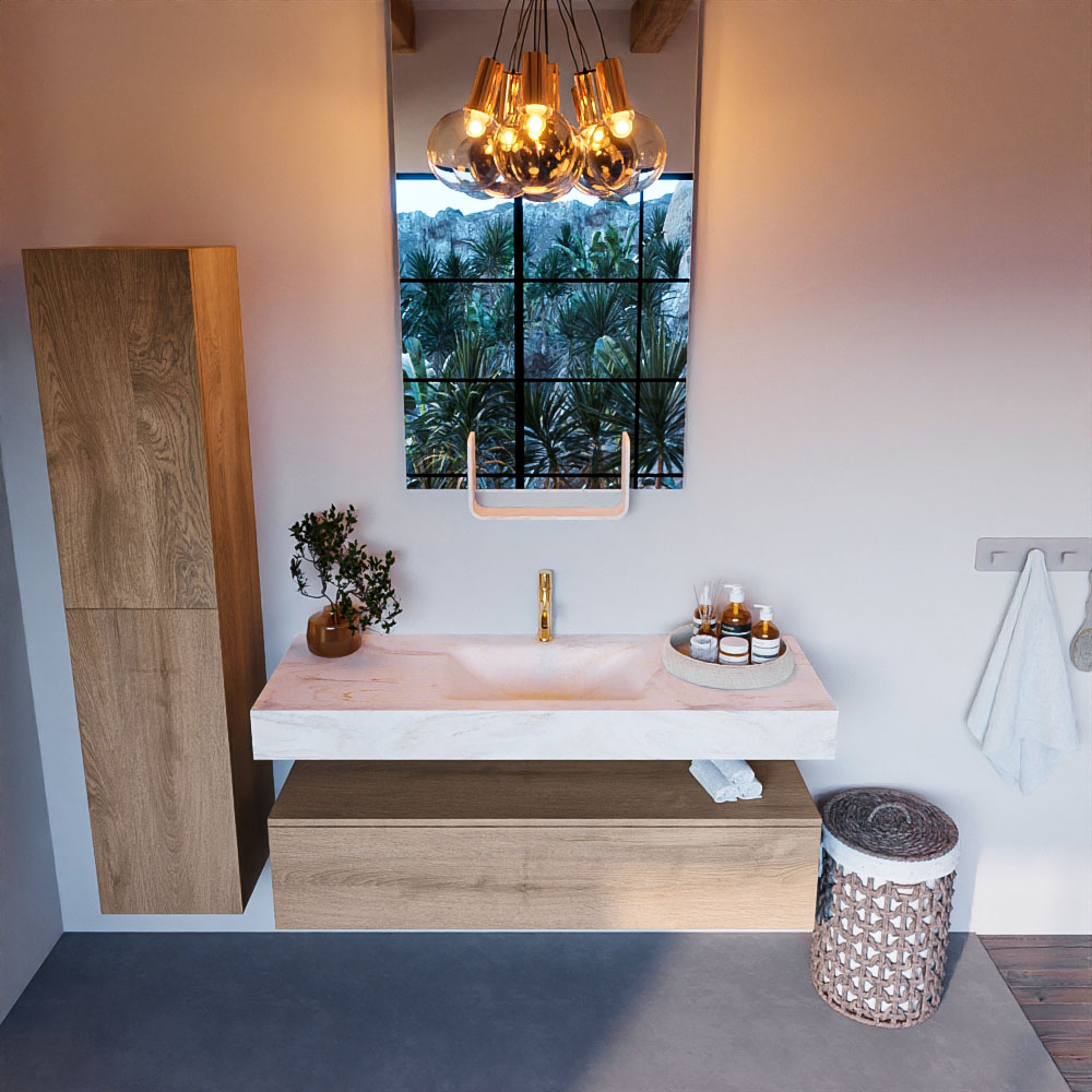 MONDIAZ ALAN-DLUX 130cm mueble de baño Washed Oak 1 cajón. Lavabo CLOUD Centro 1 orificio color Ostra. 2 MONDIAZ ALAN-DLUX 130cm mueble de baño Washed Oak 1 cajón. Lavabo CLOUD Centro 1 orificio color Ostra. - Imagen 2