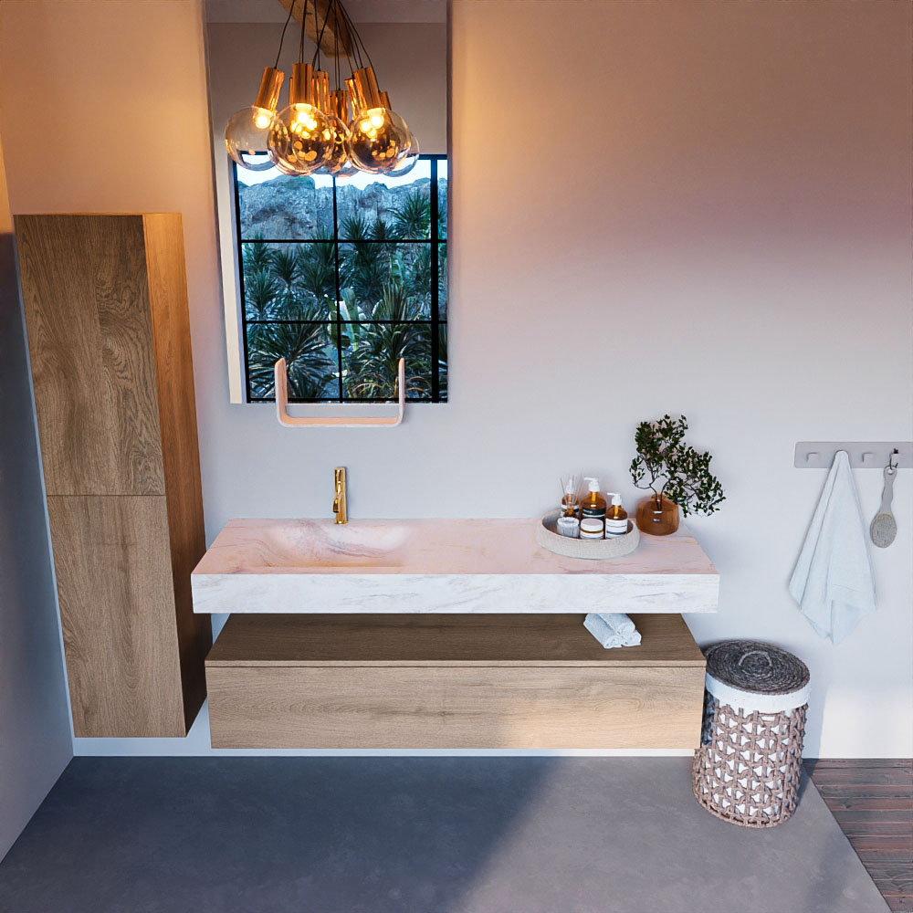 MONDIAZ ALAN-DLUX 150cm mueble de baño Washed Oak 1 cajón. Lavabo CLOUD Izquierda 1 orificio color Ostra. 2 MONDIAZ ALAN-DLUX 150cm mueble de baño Washed Oak 1 cajón. Lavabo CLOUD Izquierda 1 orificio color Ostra. - Imagen 2
