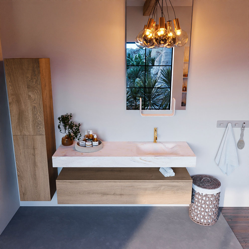 MONDIAZ ALAN-DLUX 150cm mueble de baño Washed Oak 1 cajón. Lavabo CLOUD Derecho 1 orificio color Ostra. 2 MONDIAZ ALAN-DLUX 150cm mueble de baño Washed Oak 1 cajón. Lavabo CLOUD Derecho 1 orificio color Ostra. - Imagen 2