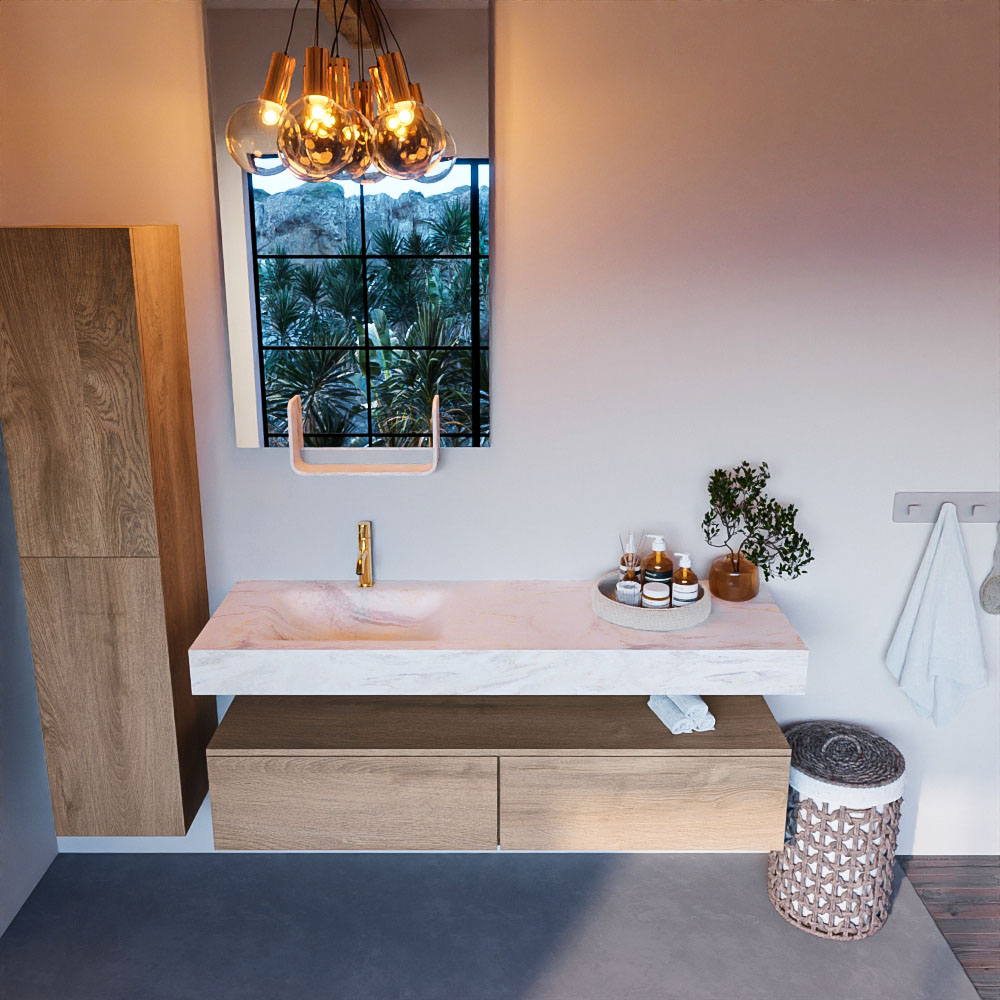 MONDIAZ ALAN-DLUX 150cm mueble de baño Washed Oak 2 cajones. Lavabo CLOUD Izquierda 1 orificio color Ostra. 2 MONDIAZ ALAN-DLUX 150cm mueble de baño Washed Oak 2 cajones. Lavabo CLOUD Izquierda 1 orificio color Ostra. - Imagen 2