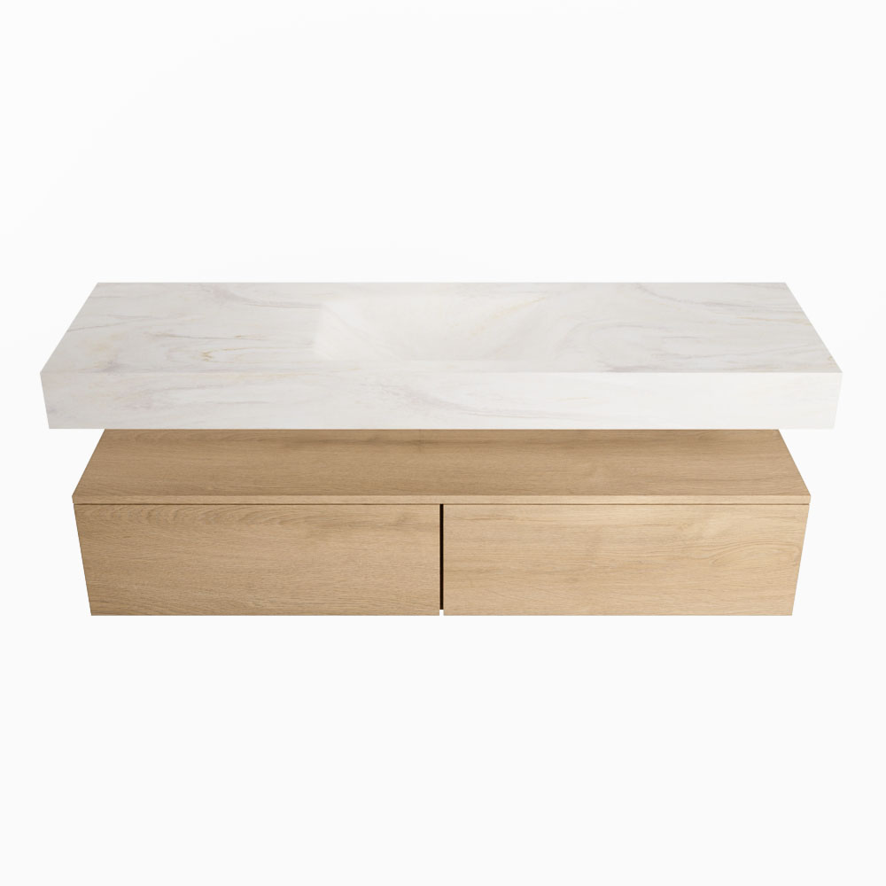 MONDIAZ ALAN-DLUX 150cm mueble de baño Washed Oak 2 cajones. Lavabo CLOUD Centro sin orificios color Ostra. 4 MONDIAZ ALAN-DLUX 150cm mueble de baño Washed Oak 2 cajones. Lavabo CLOUD Centro sin orificios color Ostra. - Imagen 4