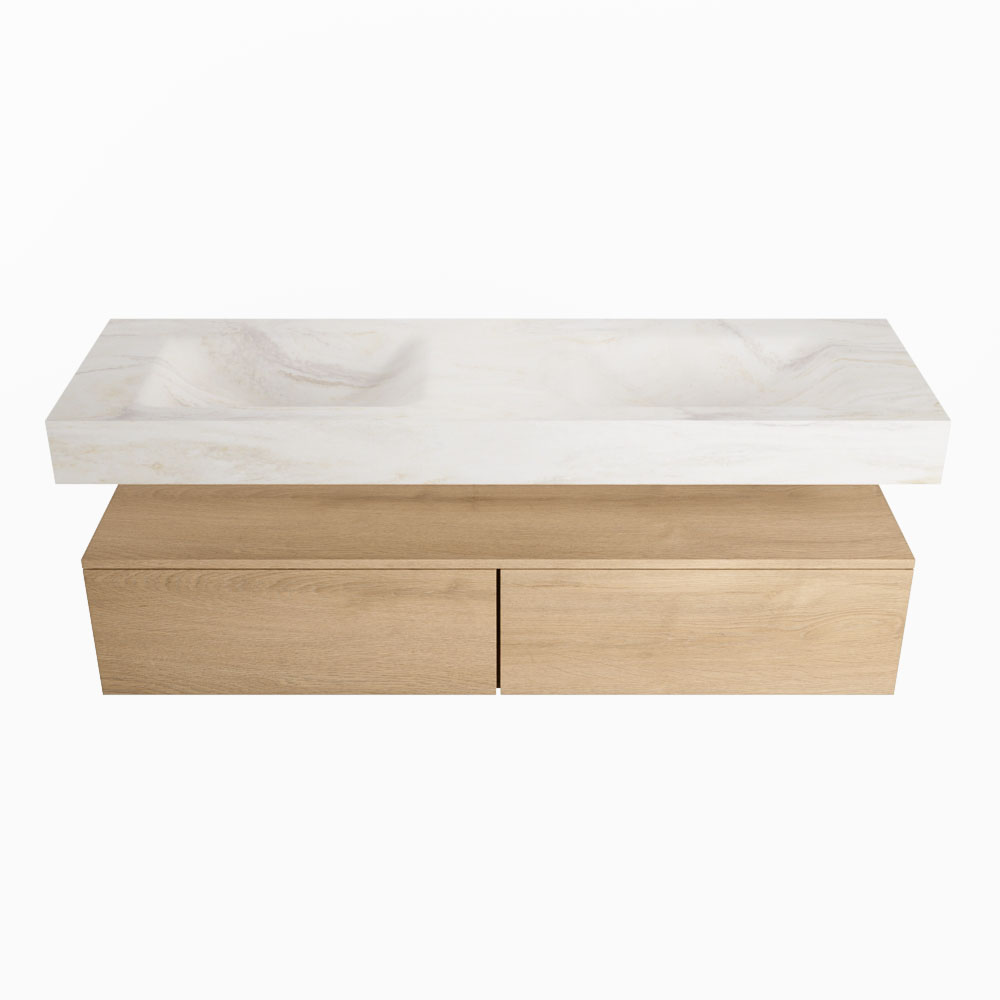 MONDIAZ ALAN-DLUX 150cm mueble de baño Washed Oak 2 cajones. Lavabo CLOUD Doble sin orificios color Ostra. 4 MONDIAZ ALAN-DLUX 150cm mueble de baño Washed Oak 2 cajones. Lavabo CLOUD Doble sin orificios color Ostra. - Imagen 4
