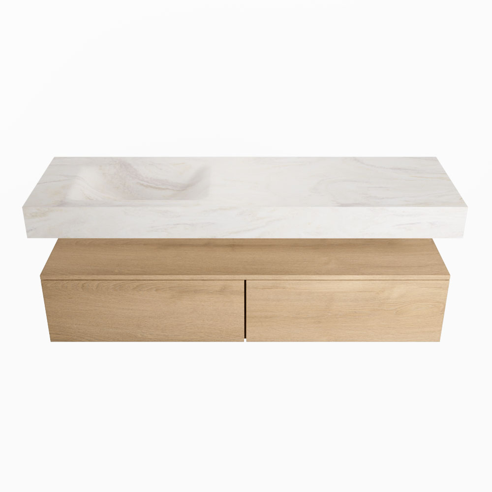 MONDIAZ ALAN-DLUX 150cm mueble de baño Washed Oak 2 cajones. Lavabo CLOUD Izquierda 1 orificio color Ostra. 4 MONDIAZ ALAN-DLUX 150cm mueble de baño Washed Oak 2 cajones. Lavabo CLOUD Izquierda 1 orificio color Ostra. - Imagen 4