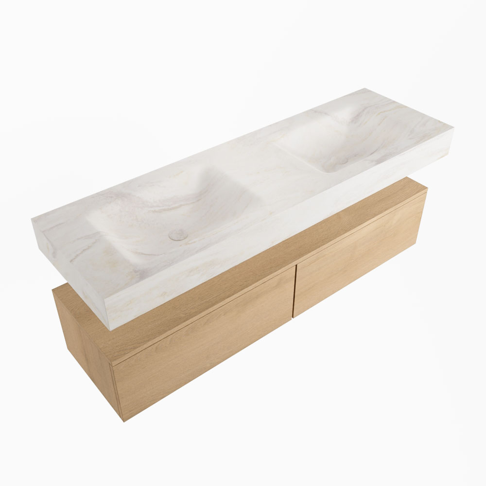 MONDIAZ ALAN-DLUX 150cm mueble de baño Washed Oak 2 cajones. Lavabo CLOUD Doble sin orificios color Ostra. 5 MONDIAZ ALAN-DLUX 150cm mueble de baño Washed Oak 2 cajones. Lavabo CLOUD Doble sin orificios color Ostra. - Imagen 5