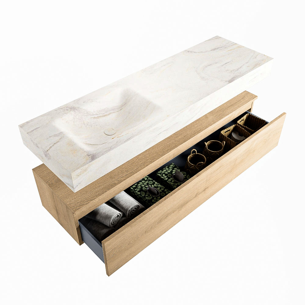MONDIAZ ALAN-DLUX 150cm mueble de baño Washed Oak 1 cajón. Lavabo CLOUD Izquierda 1 orificio color Ostra. 6 MONDIAZ ALAN-DLUX 150cm mueble de baño Washed Oak 1 cajón. Lavabo CLOUD Izquierda 1 orificio color Ostra. - Imagen 6