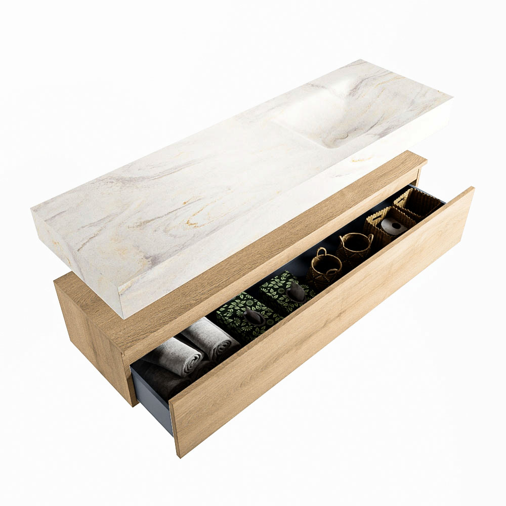 MONDIAZ ALAN-DLUX 150cm mueble de baño Washed Oak 1 cajón. Lavabo CLOUD Derecho 1 orificio color Ostra. 6 MONDIAZ ALAN-DLUX 150cm mueble de baño Washed Oak 1 cajón. Lavabo CLOUD Derecho 1 orificio color Ostra. - Imagen 6