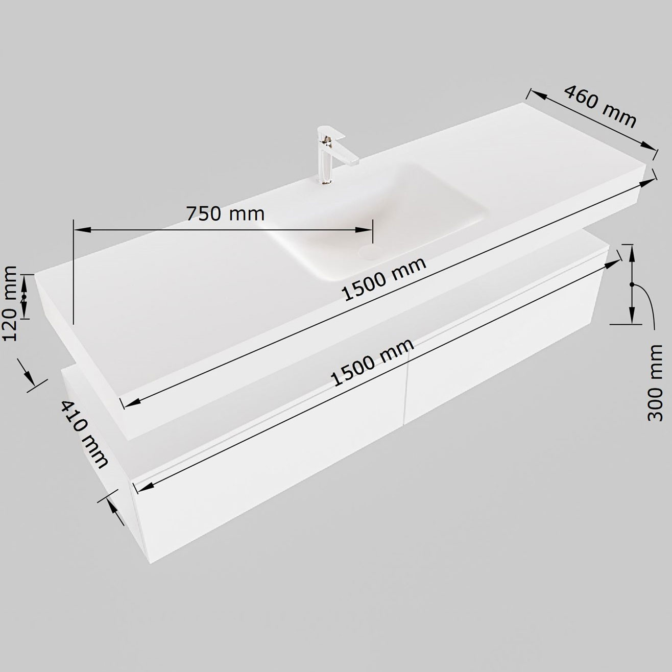 MONDIAZ ALAN-DLUX 150cm mueble de baño Talc 1 cajón. Lavabo CLOUD Centro 1 orificio color Ostra. 8 MONDIAZ ALAN-DLUX 150cm mueble de baño Talc 1 cajón. Lavabo CLOUD Centro 1 orificio color Ostra. - Imagen 8