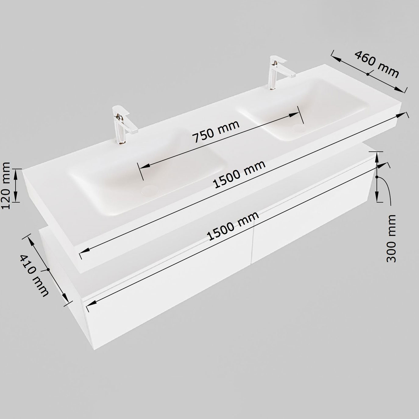 MONDIAZ ALAN-DLUX 150cm mueble de baño Linen 2 cajones. Lavabo CLOUD Doble 2 orificios color Ostra. 8 MONDIAZ ALAN-DLUX 150cm mueble de baño Linen 2 cajones. Lavabo CLOUD Doble 2 orificios color Ostra. - Imagen 8