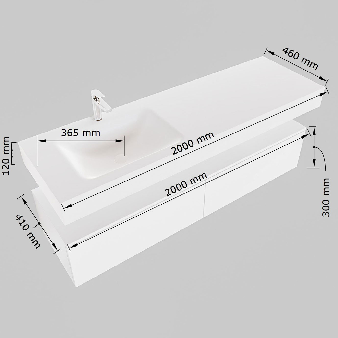 MONDIAZ ALAN-DLUX 200cm mueble de baño Smoke 2 cajones. Lavabo CLOUD Izquierda 1 orificio color Frappe. 8 MONDIAZ ALAN-DLUX 200cm mueble de baño Smoke 2 cajones. Lavabo CLOUD Izquierda 1 orificio color Frappe. - Imagen 8