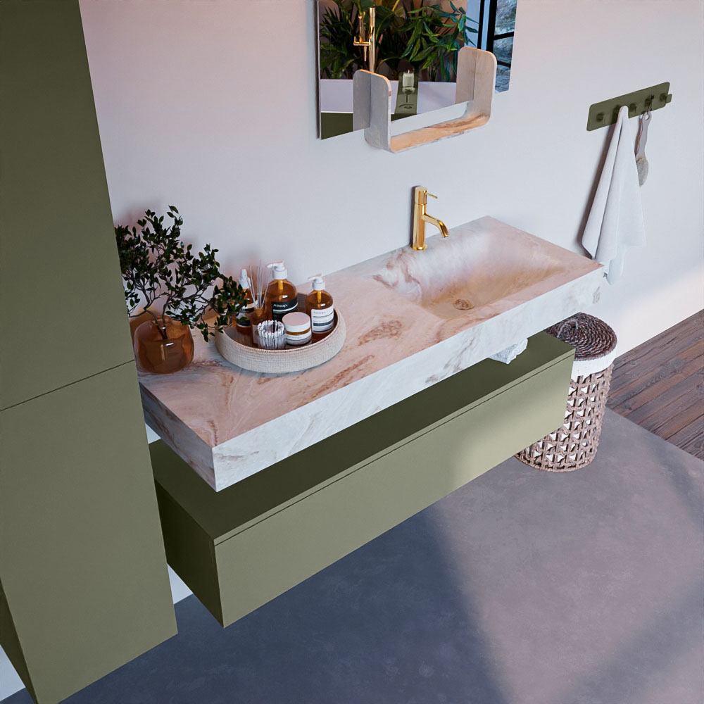 MONDIAZ ALAN-DLUX 130cm mueble de baño Army 1 cajón. Lavabo CLOUD Derecho 1 orificio color Frappe. 1 MONDIAZ ALAN-DLUX 130cm mueble de baño Army 1 cajón. Lavabo CLOUD Derecho 1 orificio color Frappe.