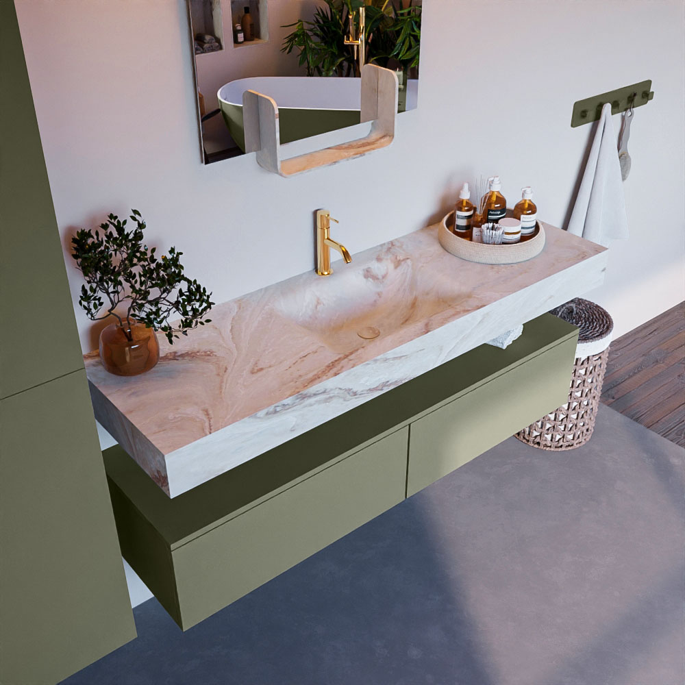 MONDIAZ ALAN-DLUX 150cm mueble de baño Army 2 cajones. Lavabo CLOUD Centro 1 orificio color Frappe. 1 MONDIAZ ALAN-DLUX 150cm mueble de baño Army 2 cajones. Lavabo CLOUD Centro 1 orificio color Frappe.