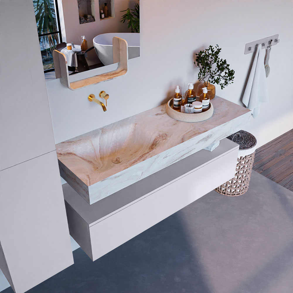 MONDIAZ ALAN-DLUX 130cm mueble de baño Cale 1 cajón. Lavabo CLOUD Izquierda sin orificios color Frappe. 1 MONDIAZ ALAN-DLUX 130cm mueble de baño Cale 1 cajón. Lavabo CLOUD Izquierda sin orificios color Frappe.