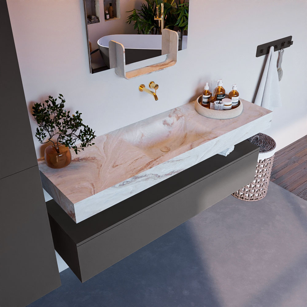 MONDIAZ ALAN-DLUX 150cm mueble de baño Dark Grey 1 cajón. Lavabo CLOUD Centro sin orificios color Frappe. 1 MONDIAZ ALAN-DLUX 150cm mueble de baño Dark Grey 1 cajón. Lavabo CLOUD Centro sin orificios color Frappe.