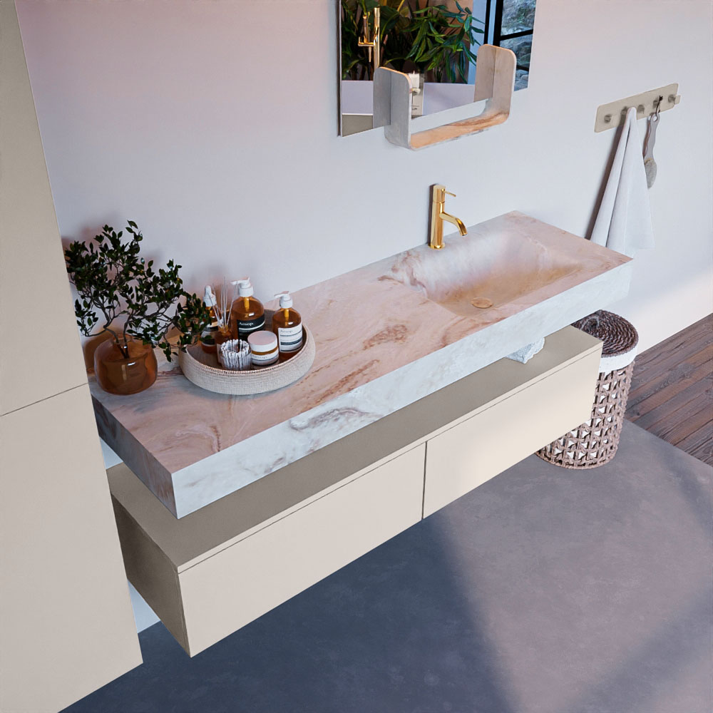 MONDIAZ ALAN-DLUX 150cm mueble de baño Linen 2 cajones. Lavabo CLOUD Derecho 1 orificio color Frappe. 1 MONDIAZ ALAN-DLUX 150cm mueble de baño Linen 2 cajones. Lavabo CLOUD Derecho 1 orificio color Frappe.