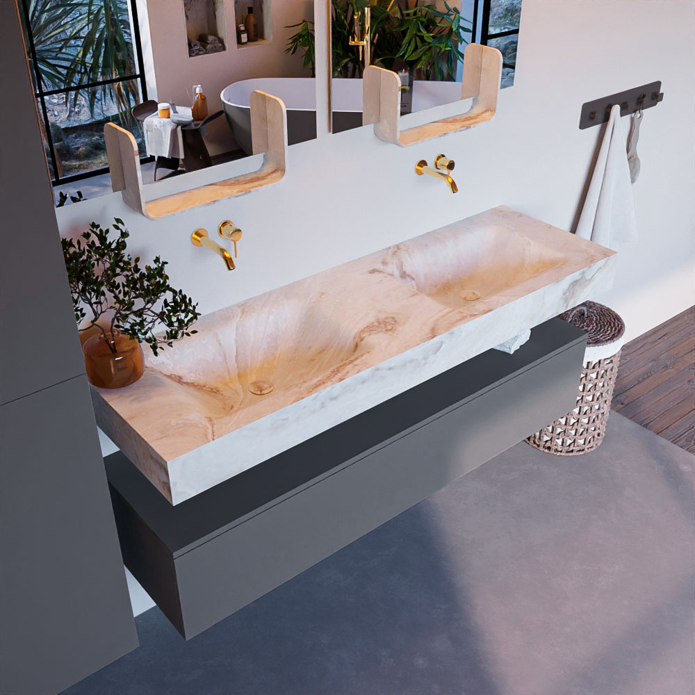 MONDIAZ ALAN-DLUX 150cm mueble de baño Plata 1 cajón. Lavabo CLOUD Doble sin orificios color Frappe. 1 MONDIAZ ALAN-DLUX 150cm mueble de baño Plata 1 cajón. Lavabo CLOUD Doble sin orificios color Frappe.