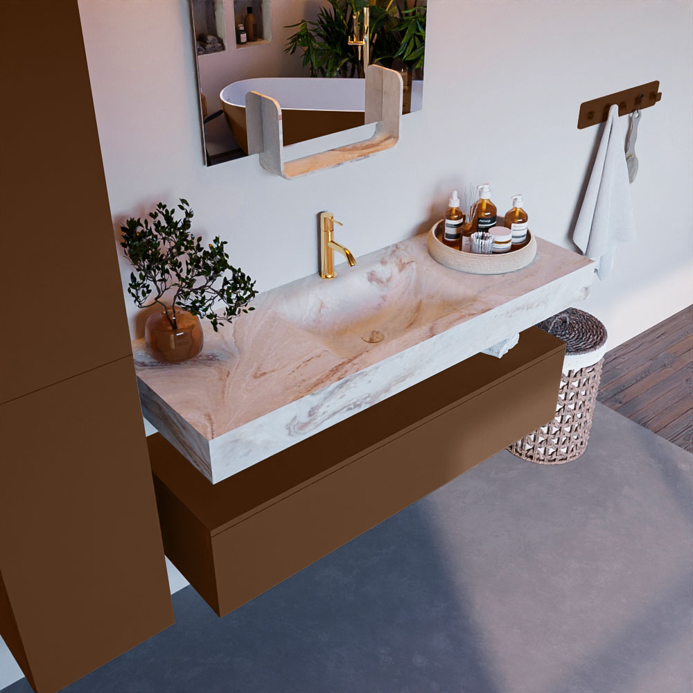 MONDIAZ ALAN-DLUX 130cm mueble de baño Rust 1 cajón. Lavabo CLOUD Centro 1 orificio color Frappe. 1 MONDIAZ ALAN-DLUX 130cm mueble de baño Rust 1 cajón. Lavabo CLOUD Centro 1 orificio color Frappe.