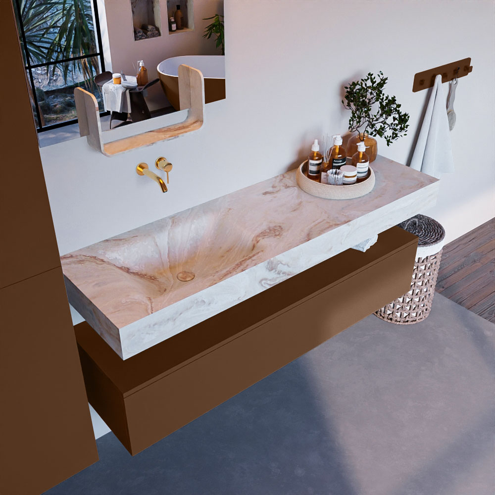 MONDIAZ ALAN-DLUX 150cm mueble de baño Rust 1 cajón. Lavabo CLOUD Izquierda sin orificios color Frappe. 1 MONDIAZ ALAN-DLUX 150cm mueble de baño Rust 1 cajón. Lavabo CLOUD Izquierda sin orificios color Frappe.