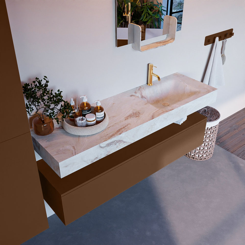 MONDIAZ ALAN-DLUX 150cm mueble de baño Rust 1 cajón. Lavabo CLOUD Derecho 1 orificio color Frappe. 1 MONDIAZ ALAN-DLUX 150cm mueble de baño Rust 1 cajón. Lavabo CLOUD Derecho 1 orificio color Frappe.