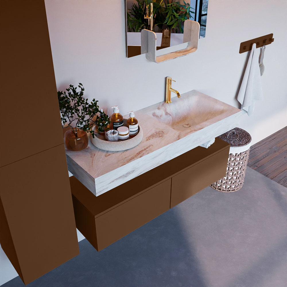 MONDIAZ ALAN-DLUX 120cm mueble de baño Rust 2 cajones. Lavabo CLOUD Derecho 1 orificio color Frappe. 1 MONDIAZ ALAN-DLUX 120cm mueble de baño Rust 2 cajones. Lavabo CLOUD Derecho 1 orificio color Frappe.