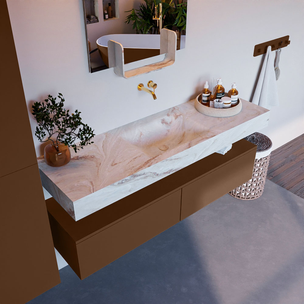 MONDIAZ ALAN-DLUX 150cm mueble de baño Rust 2 cajones. Lavabo CLOUD Centro sin orificios color Frappe. 1 MONDIAZ ALAN-DLUX 150cm mueble de baño Rust 2 cajones. Lavabo CLOUD Centro sin orificios color Frappe.