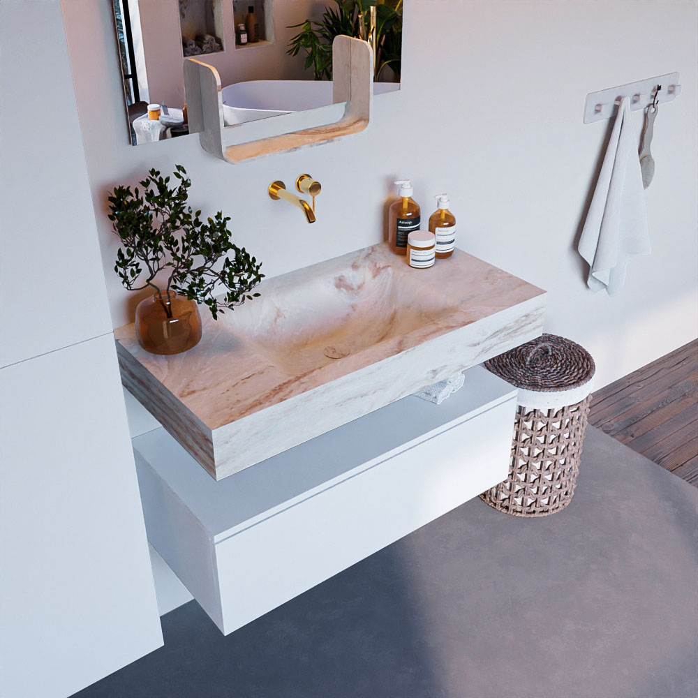 MONDIAZ ALAN-DLUX 90cm mueble de baño Talc 1 cajón. Lavabo CLOUD Centro sin orificios color Frappe. 1 MONDIAZ ALAN-DLUX 90cm mueble de baño Talc 1 cajón. Lavabo CLOUD Centro sin orificios color Frappe.