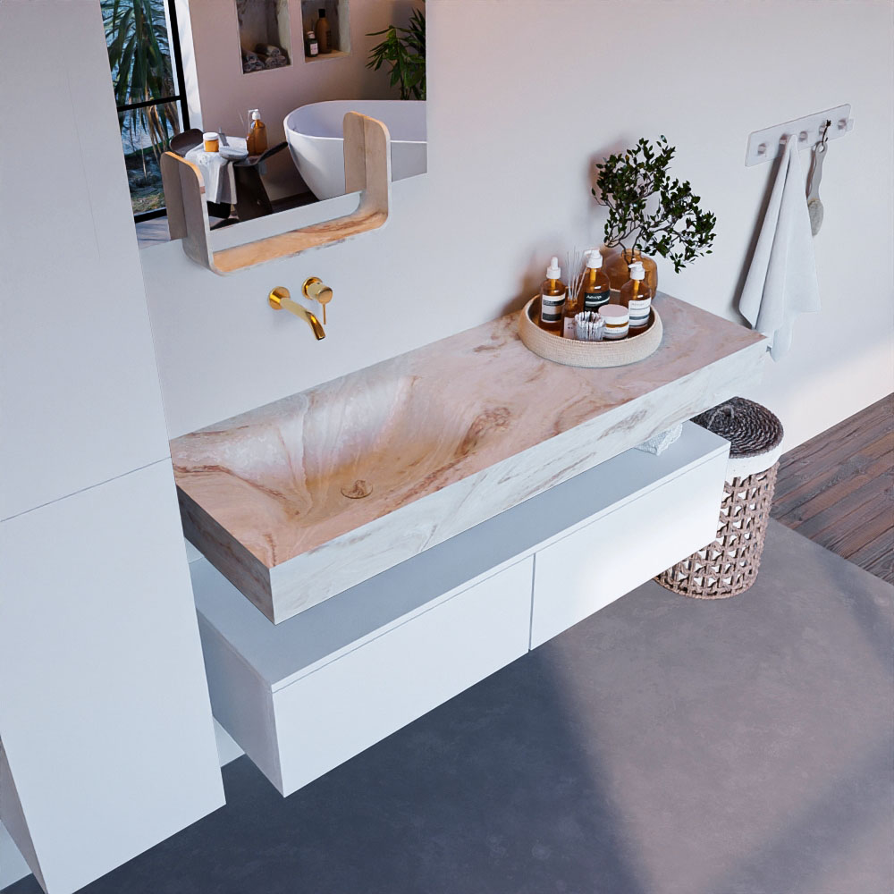 MONDIAZ ALAN-DLUX 130cm mueble de baño Talc 2 cajones. Lavabo CLOUD Izquierda sin orificios color Frappe. 1 MONDIAZ ALAN-DLUX 130cm mueble de baño Talc 2 cajones. Lavabo CLOUD Izquierda sin orificios color Frappe.
