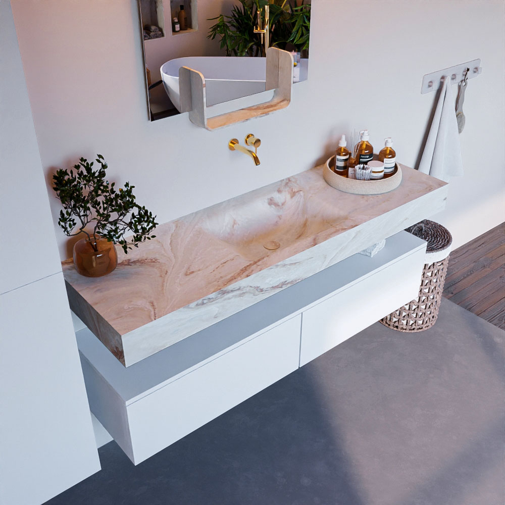 MONDIAZ ALAN-DLUX 150cm mueble de baño Talc 2 cajones. Lavabo CLOUD Centro sin orificios color Frappe. 1 MONDIAZ ALAN-DLUX 150cm mueble de baño Talc 2 cajones. Lavabo CLOUD Centro sin orificios color Frappe.
