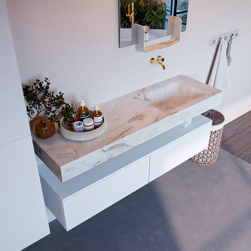 MONDIAZ ALAN-DLUX 150cm mueble de baño Talc 2 cajones. Lavabo CLOUD Derecho sin orificios color Frappe. 1 MONDIAZ ALAN-DLUX 150cm mueble de baño Talc 2 cajones. Lavabo CLOUD Derecho sin orificios color Frappe.