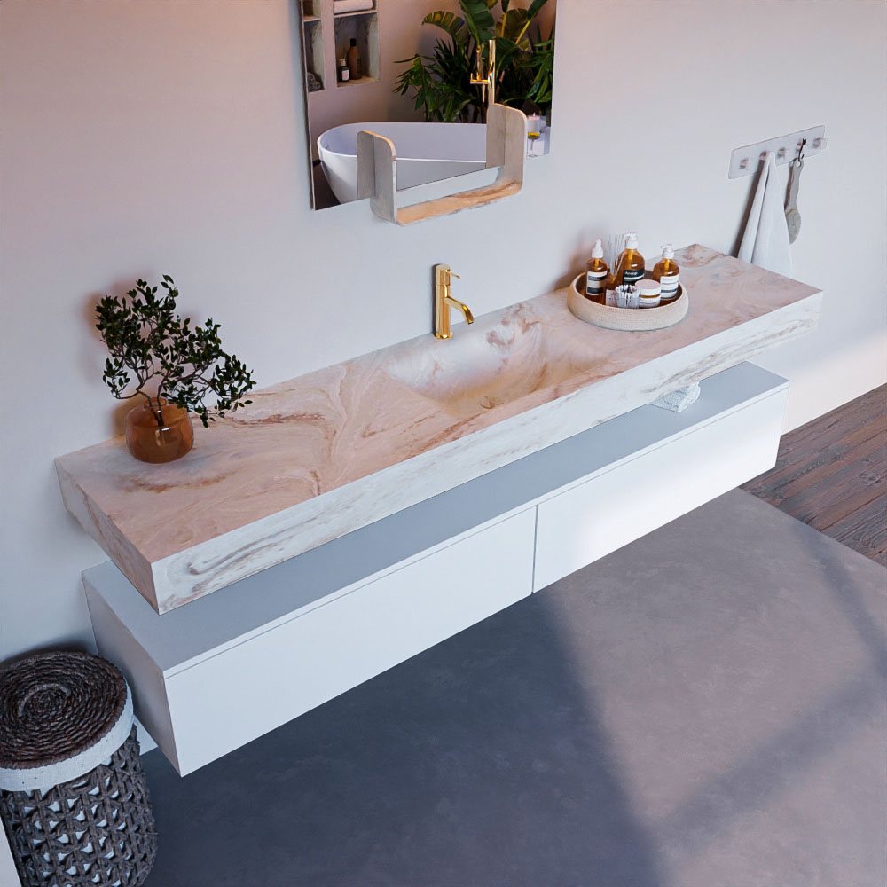 MONDIAZ ALAN-DLUX 200cm mueble de baño Talc 2 cajones. Lavabo CLOUD Centro 1 orificio color Frappe. 1 MONDIAZ ALAN-DLUX 200cm mueble de baño Talc 2 cajones. Lavabo CLOUD Centro 1 orificio color Frappe.