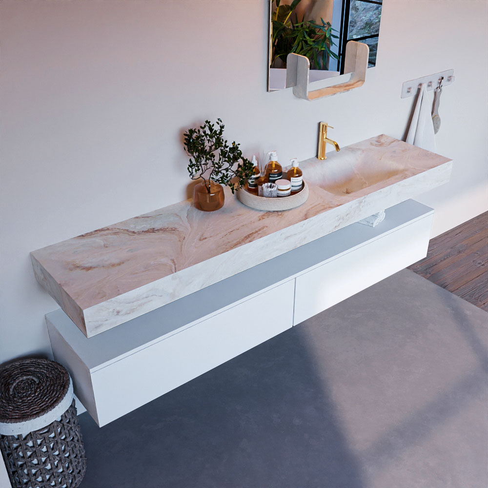 MONDIAZ ALAN-DLUX 200cm mueble de baño Talc 2 cajones. Lavabo CLOUD Derecho 1 orificio color Frappe. 1 MONDIAZ ALAN-DLUX 200cm mueble de baño Talc 2 cajones. Lavabo CLOUD Derecho 1 orificio color Frappe.