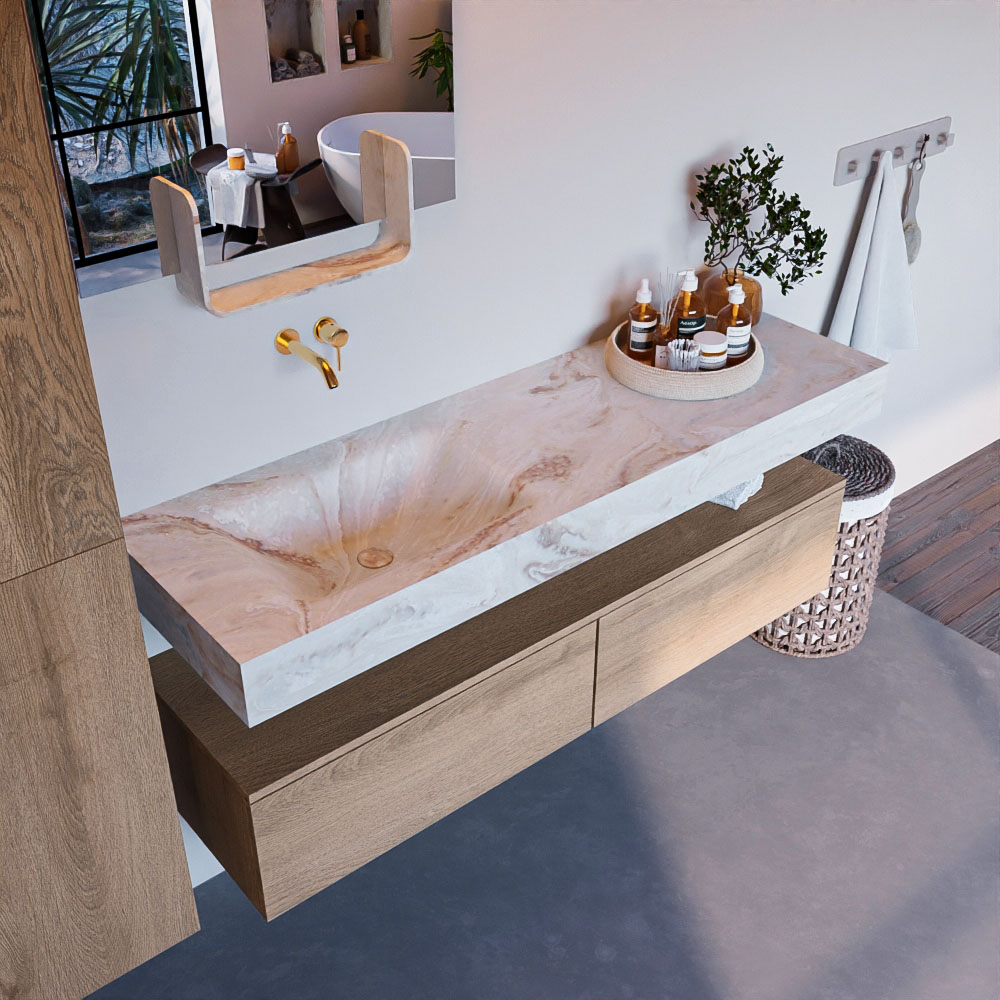 MONDIAZ ALAN-DLUX 150cm mueble de baño Washed Oak 2 cajones. Lavabo CLOUD Izquierda sin orificios color Frappe. 1 MONDIAZ ALAN-DLUX 150cm mueble de baño Washed Oak 2 cajones. Lavabo CLOUD Izquierda sin orificios color Frappe.