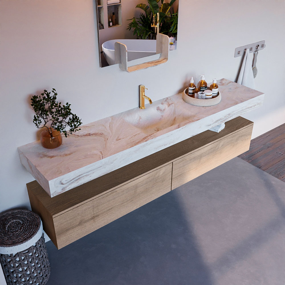 MONDIAZ ALAN-DLUX 200cm mueble de baño Washed Oak 2 cajones. Lavabo CLOUD Centro 1 orificio color Frappe. 1 MONDIAZ ALAN-DLUX 200cm mueble de baño Washed Oak 2 cajones. Lavabo CLOUD Centro 1 orificio color Frappe.