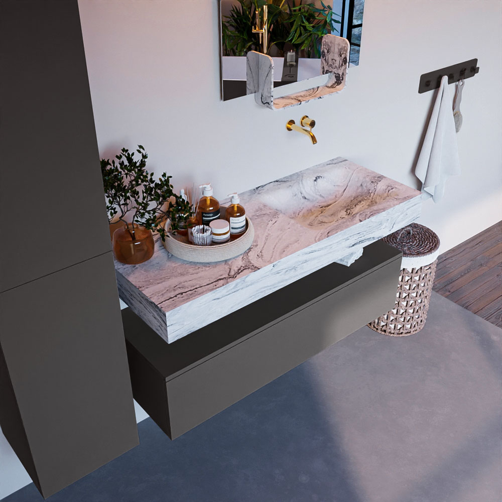 MONDIAZ ALAN-DLUX 120cm mueble de baño Dark Grey 1 cajón. Lavabo CLOUD Derecho sin orificios color Glace. 1 MONDIAZ ALAN-DLUX 120cm mueble de baño Dark Grey 1 cajón. Lavabo CLOUD Derecho sin orificios color Glace.