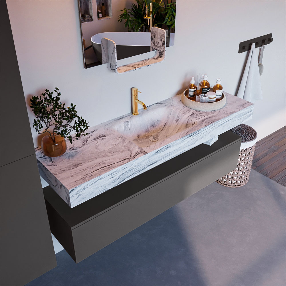 MONDIAZ ALAN-DLUX 150cm mueble de baño Dark Grey 1 cajón. Lavabo CLOUD Centro 1 orificio color Glace. 1 MONDIAZ ALAN-DLUX 150cm mueble de baño Dark Grey 1 cajón. Lavabo CLOUD Centro 1 orificio color Glace.