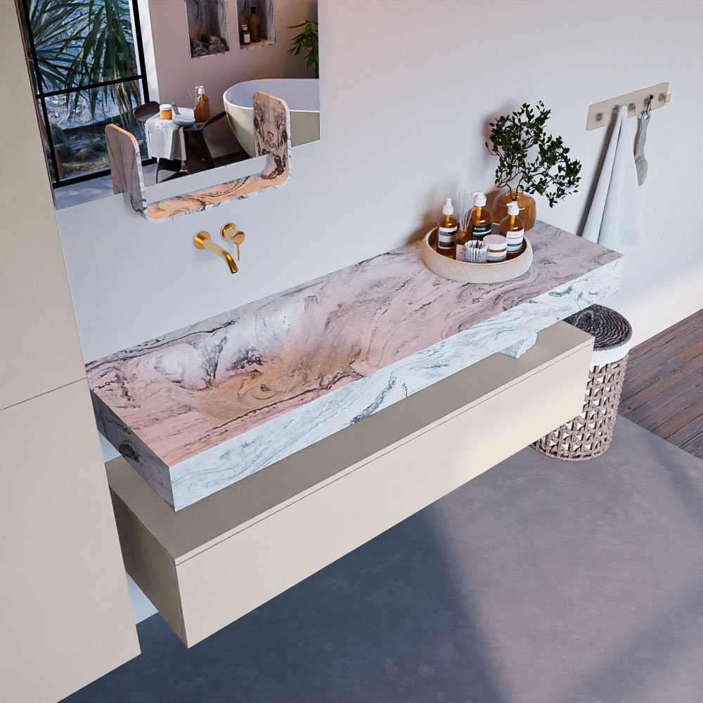 MONDIAZ ALAN-DLUX 150cm mueble de baño Linen 1 cajón. Lavabo CLOUD Izquierda sin orificios color Glace. 1 MONDIAZ ALAN-DLUX 150cm mueble de baño Linen 1 cajón. Lavabo CLOUD Izquierda sin orificios color Glace.