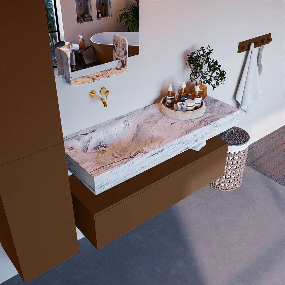 MONDIAZ ALAN-DLUX 120cm mueble de baño Rust 1 cajón. Lavabo CLOUD Izquierda sin orificios color Glace. 1 MONDIAZ ALAN-DLUX 120cm mueble de baño Rust 1 cajón. Lavabo CLOUD Izquierda sin orificios color Glace.