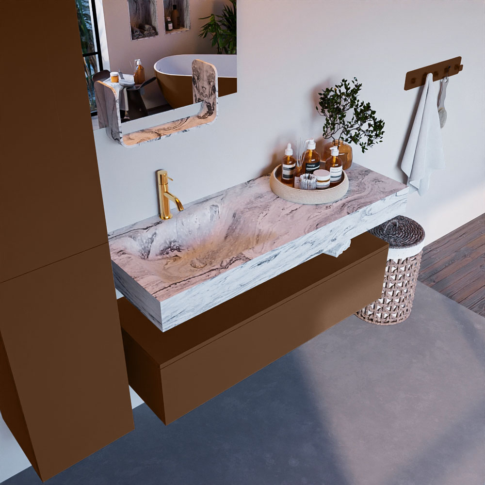 MONDIAZ ALAN-DLUX 120cm mueble de baño Rust 1 cajón. Lavabo CLOUD Izquierda 1 orificio color Glace. 1 MONDIAZ ALAN-DLUX 120cm mueble de baño Rust 1 cajón. Lavabo CLOUD Izquierda 1 orificio color Glace.