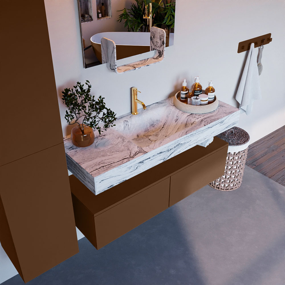 MONDIAZ ALAN-DLUX 120cm mueble de baño Rust 2 cajones. Lavabo CLOUD Centro 1 orificio color Glace. 1 MONDIAZ ALAN-DLUX 120cm mueble de baño Rust 2 cajones. Lavabo CLOUD Centro 1 orificio color Glace.