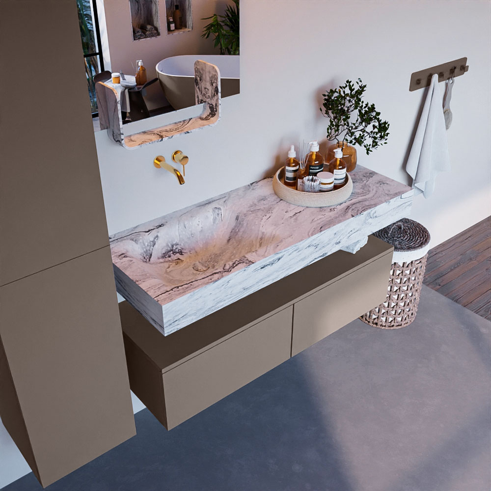MONDIAZ ALAN-DLUX 120cm mueble de baño Smoke 2 cajones. Lavabo CLOUD Izquierda sin orificios color Glace. 1 MONDIAZ ALAN-DLUX 120cm mueble de baño Smoke 2 cajones. Lavabo CLOUD Izquierda sin orificios color Glace.