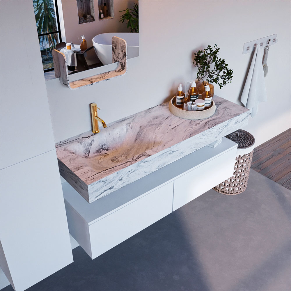 MONDIAZ ALAN-DLUX 130cm mueble de baño Talc 2 cajones. Lavabo CLOUD Izquierda 1 orificio color Glace. 1 MONDIAZ ALAN-DLUX 130cm mueble de baño Talc 2 cajones. Lavabo CLOUD Izquierda 1 orificio color Glace.