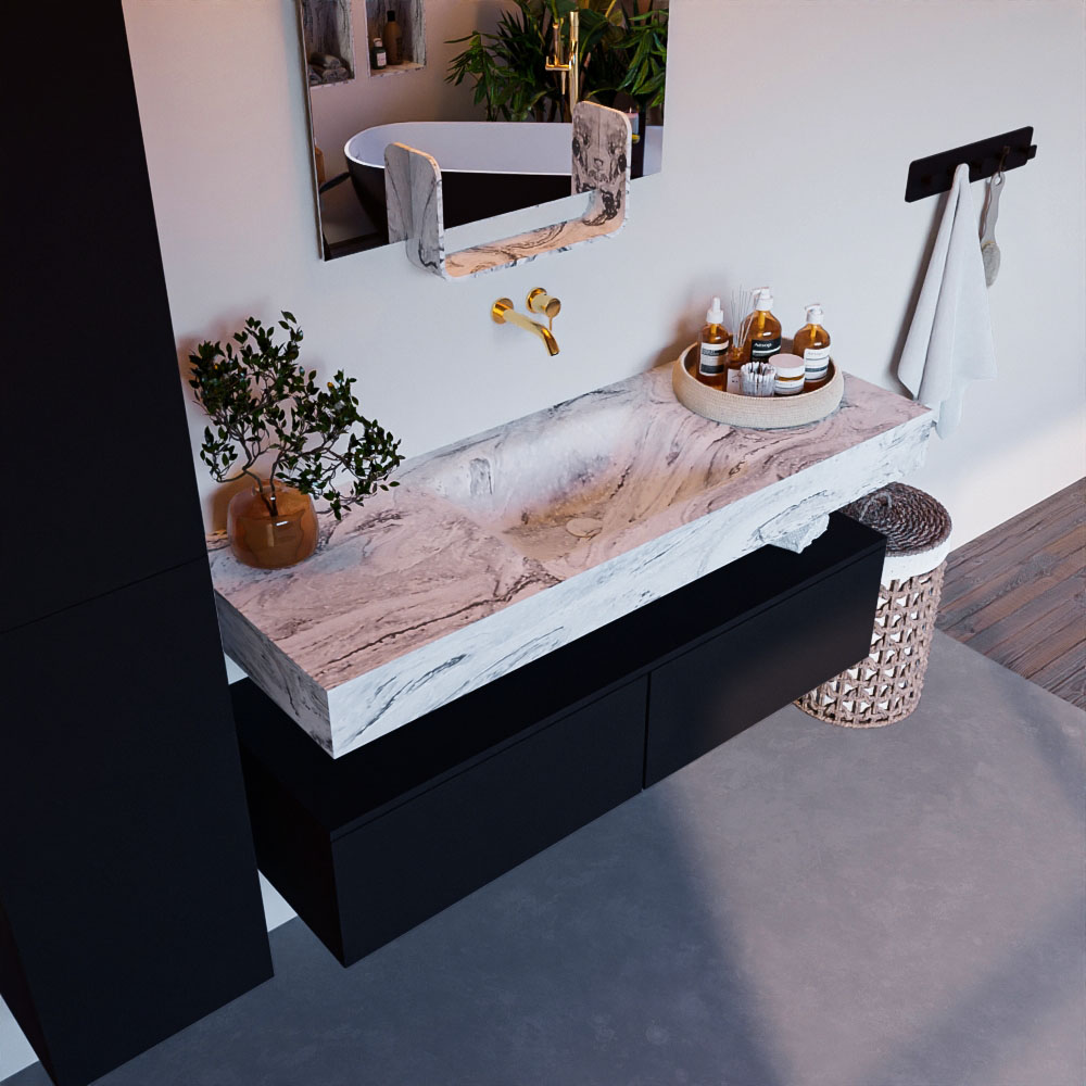MONDIAZ ALAN-DLUX 130cm mueble de baño Urban 2 cajones. Lavabo CLOUD Centro sin orificios color Glace. 1 MONDIAZ ALAN-DLUX 130cm mueble de baño Urban 2 cajones. Lavabo CLOUD Centro sin orificios color Glace.