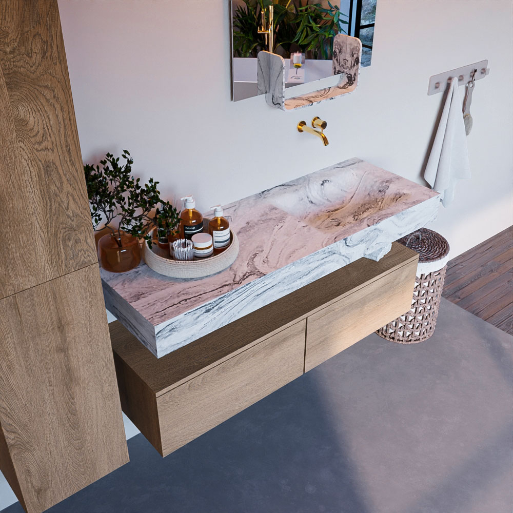 MONDIAZ ALAN-DLUX 130cm mueble de baño Washed Oak 2 cajones. Lavabo CLOUD Derecho sin orificios color Glace. 1 MONDIAZ ALAN-DLUX 130cm mueble de baño Washed Oak 2 cajones. Lavabo CLOUD Derecho sin orificios color Glace.