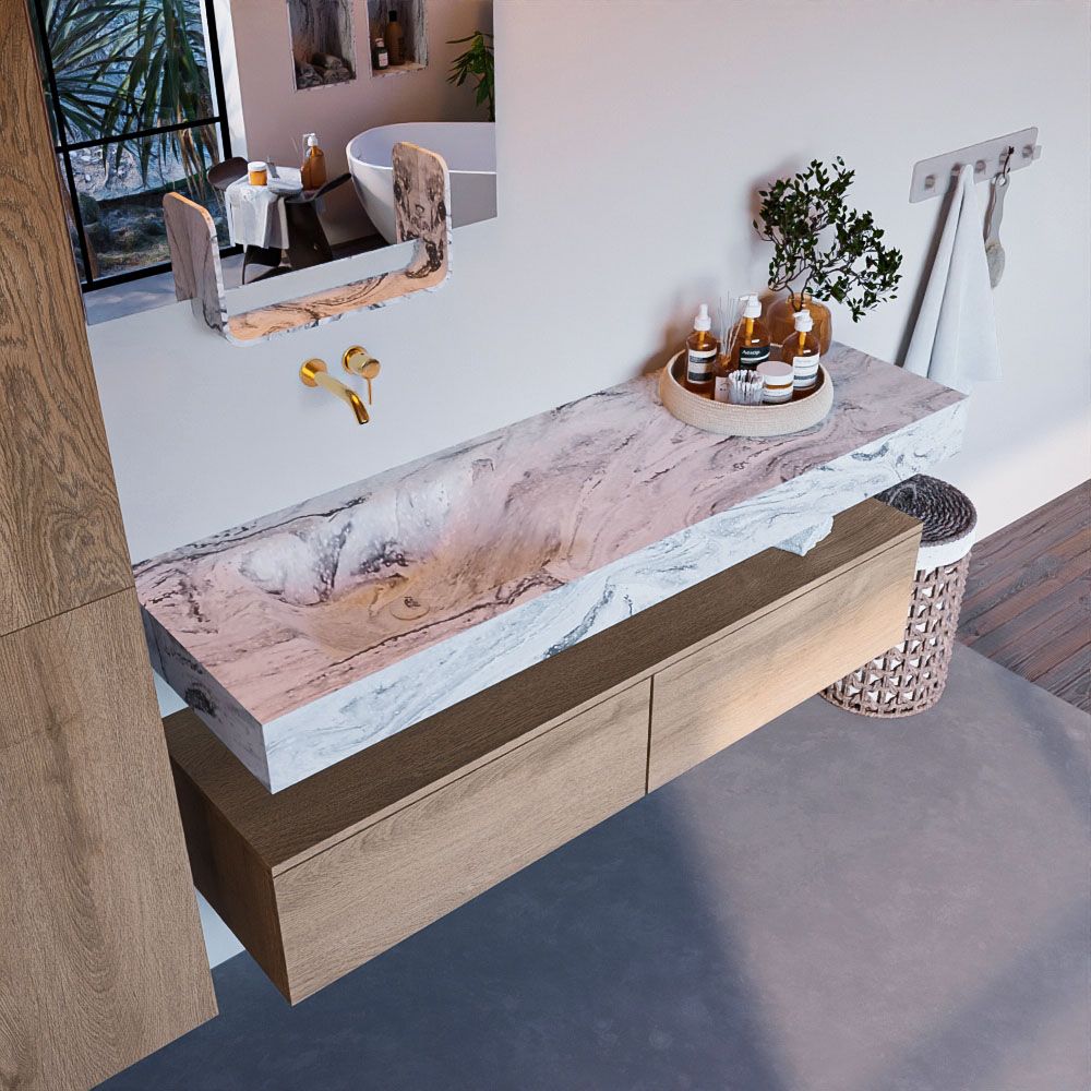 MONDIAZ ALAN-DLUX 150cm mueble de baño Washed Oak 2 cajones. Lavabo CLOUD Izquierda sin orificios color Glace. 1 MONDIAZ ALAN-DLUX 150cm mueble de baño Washed Oak 2 cajones. Lavabo CLOUD Izquierda sin orificios color Glace.