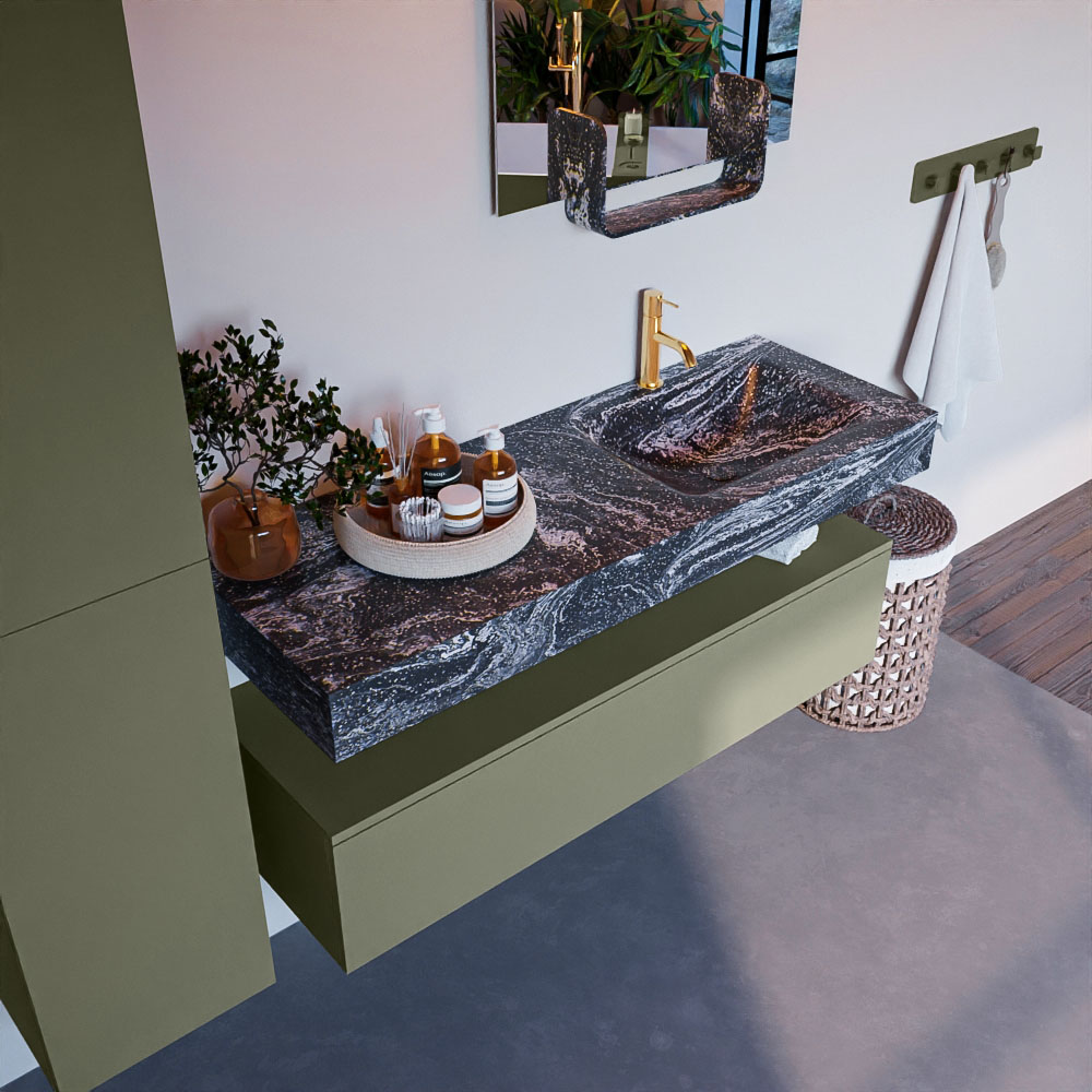 MONDIAZ ALAN-DLUX 130cm mueble de baño Army 1 cajón. Lavabo CLOUD Derecho 1 orificio color Lava. 1 MONDIAZ ALAN-DLUX 130cm mueble de baño Army 1 cajón. Lavabo CLOUD Derecho 1 orificio color Lava.