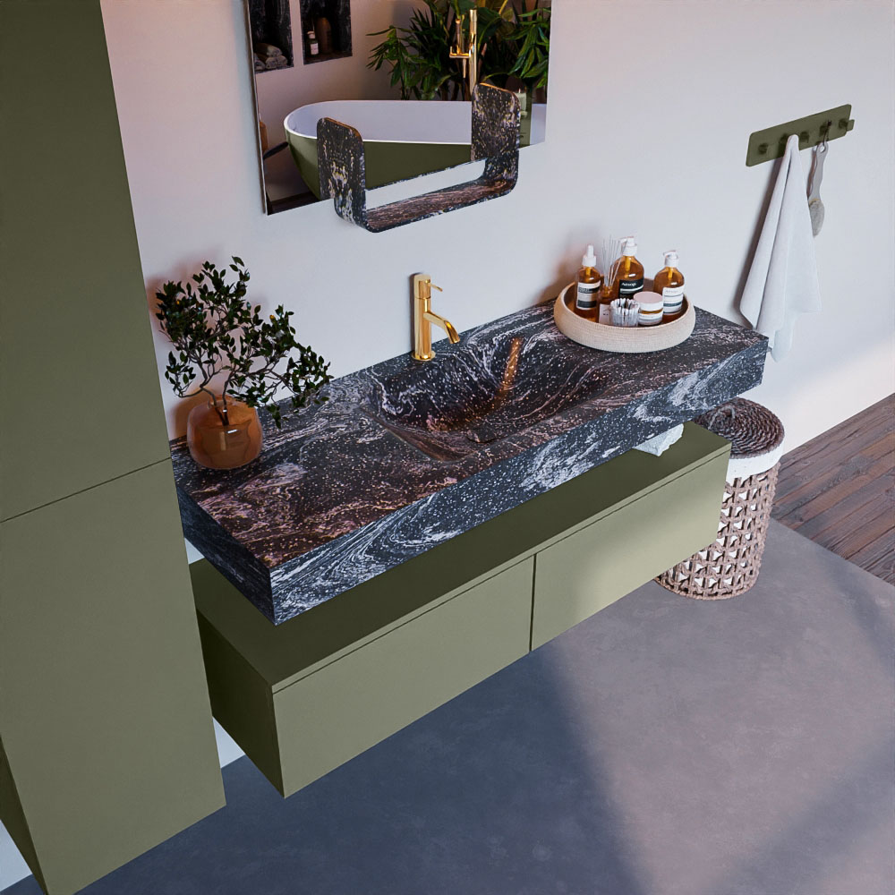 MONDIAZ ALAN-DLUX 130cm mueble de baño Army 2 cajones. Lavabo CLOUD Centro 1 orificio color Lava. 1 MONDIAZ ALAN-DLUX 130cm mueble de baño Army 2 cajones. Lavabo CLOUD Centro 1 orificio color Lava.