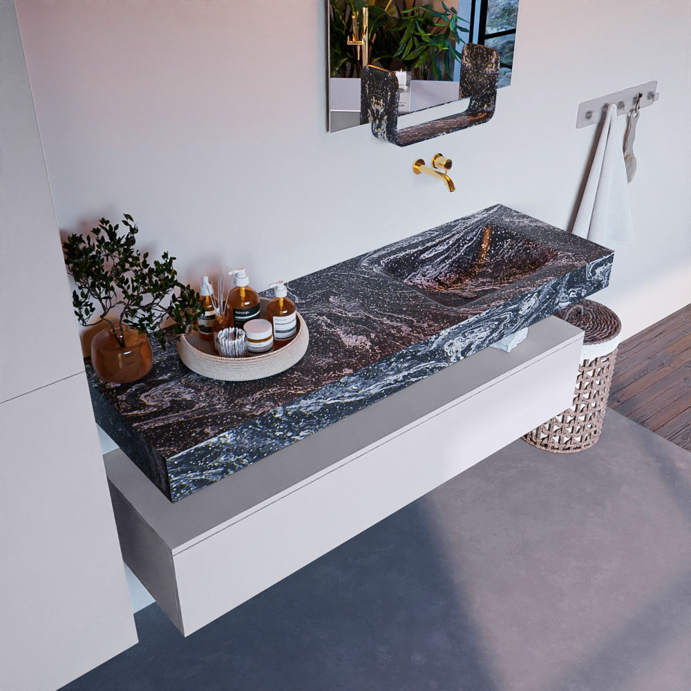 MONDIAZ ALAN-DLUX 150cm mueble de baño Cale 1 cajón. Lavabo CLOUD Derecho sin orificios color Lava. 1 MONDIAZ ALAN-DLUX 150cm mueble de baño Cale 1 cajón. Lavabo CLOUD Derecho sin orificios color Lava.